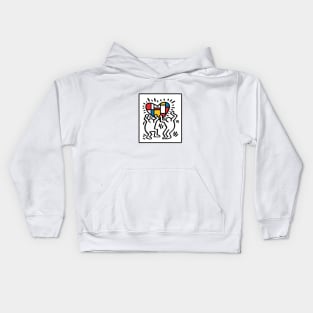 Keith lovers haring outline and Mondrian Pop Art Kids Hoodie